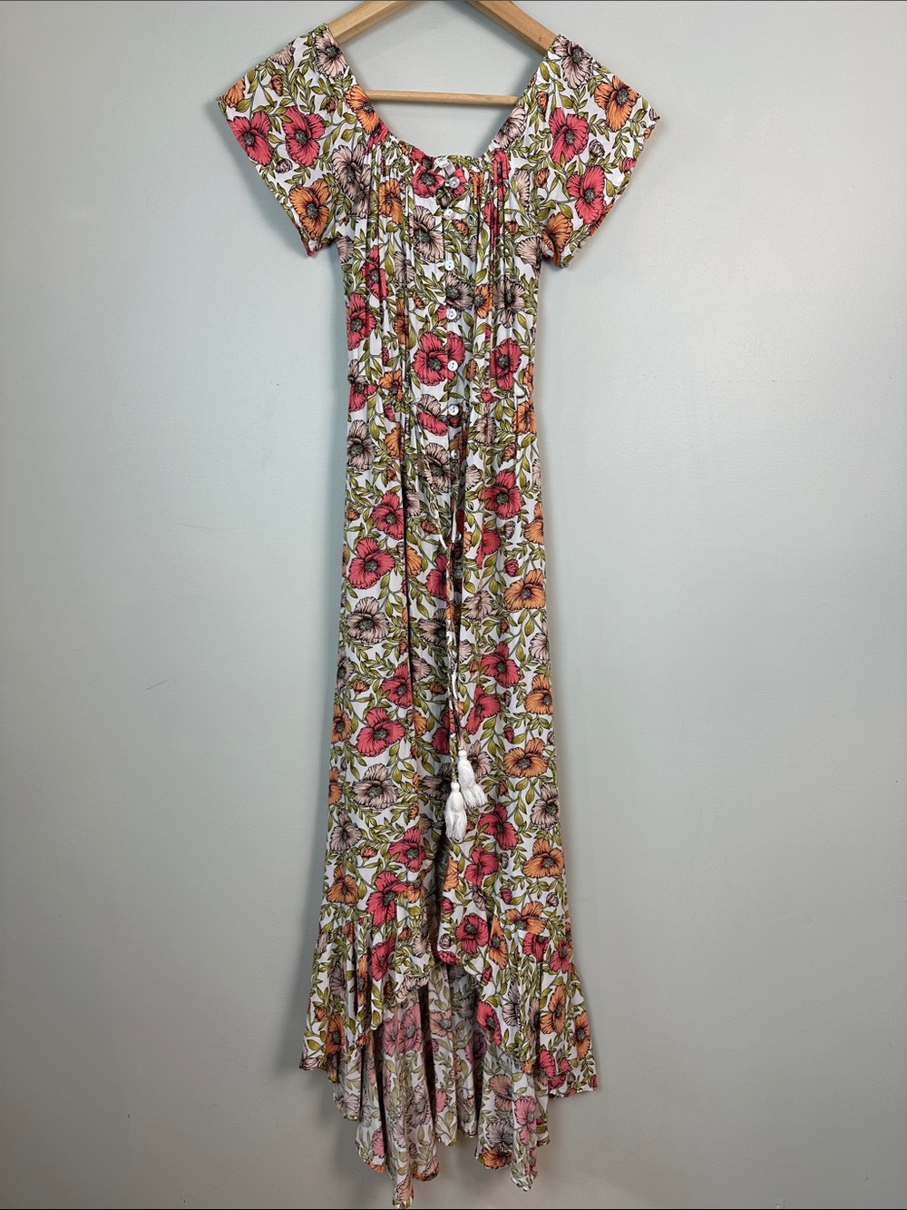 32. abel the label floral high, low midi dress Anthropologie